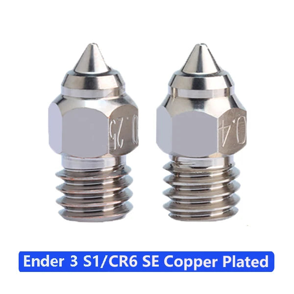 Plated Copper / Brass Nozzles For Ender 3 S1 / CR6 SE