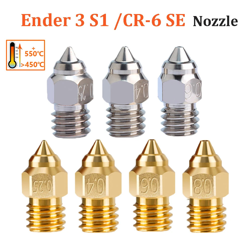 Plated Copper / Brass Nozzles For Ender 3 S1 / CR6 SE