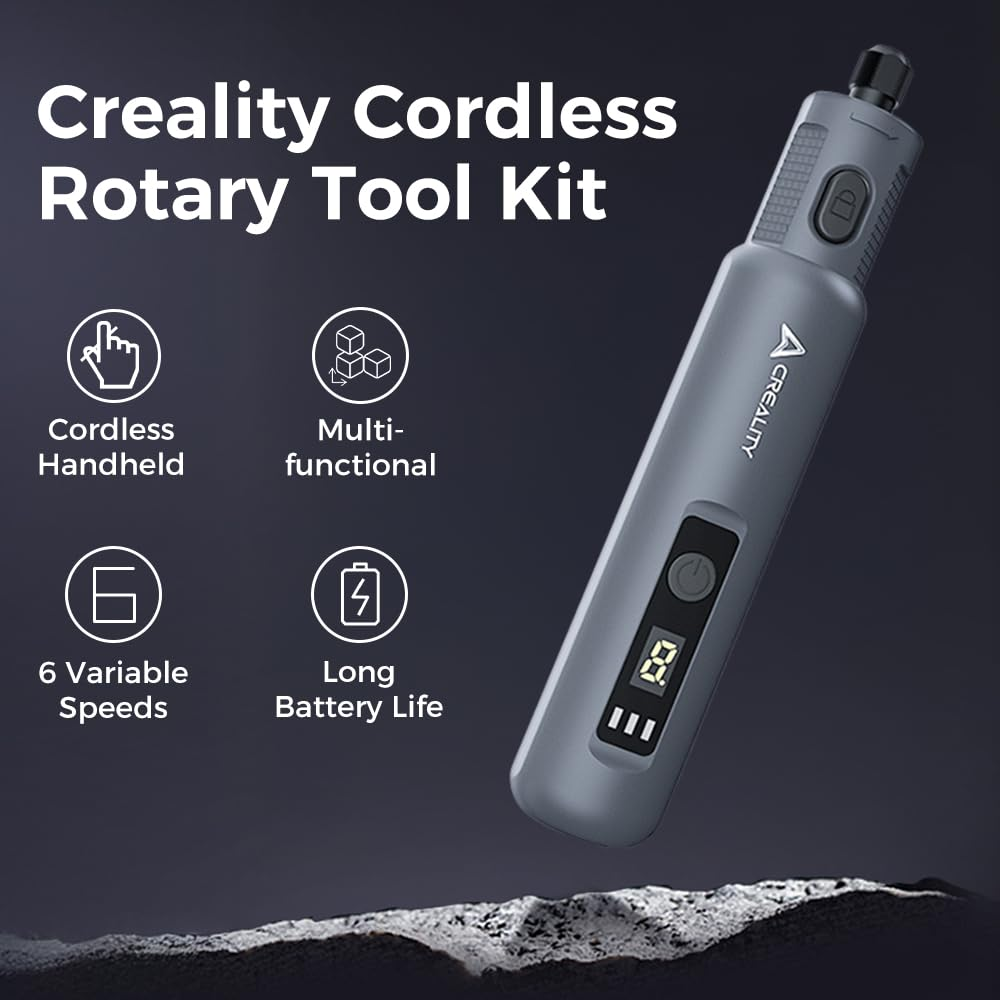 Creality 3D Printer Tools, Cordless Handheld Rotary Tool Kit 
25Pcs for 3D Printing Models Grinding Polishing Drilling Cutting