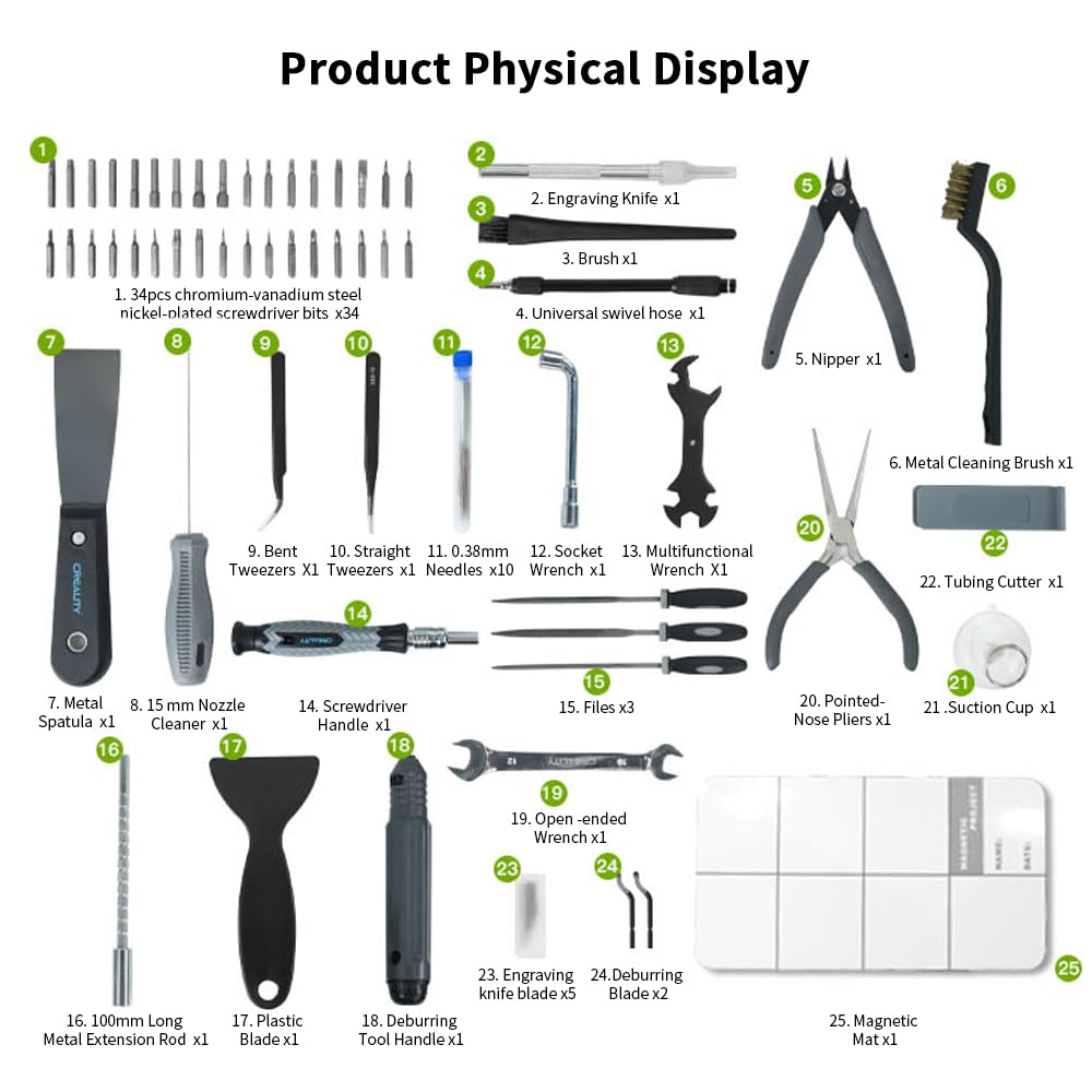 74 Pcs Creality 3D Printer Tool kit Pro with Screwdriver Set, and Other 3D Printer Accessories for All 3D Printer