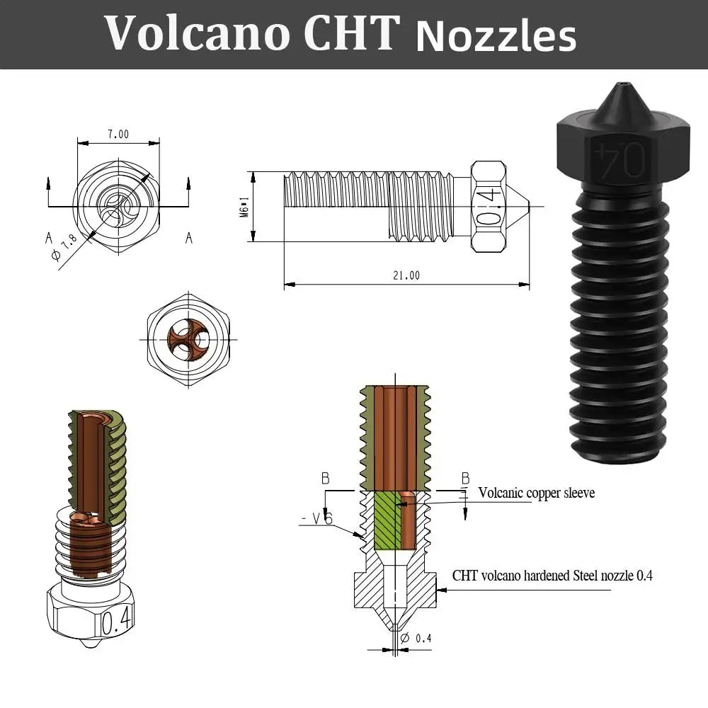 Hard Steel Nozzle Volcano Nozzle