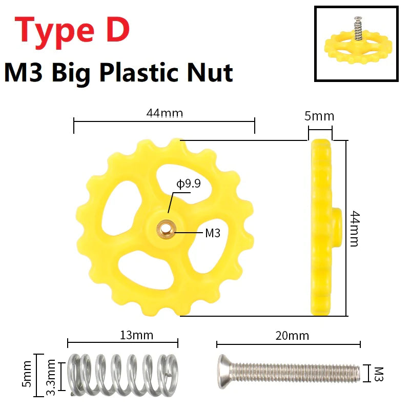 4SETS M3/M4 Screws Nuts Heat Bed Leveling Spring Knob