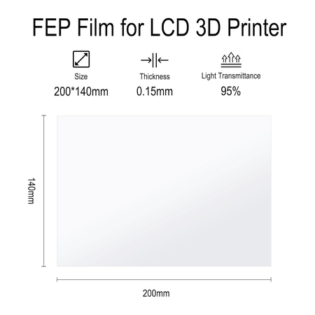 5Pcs/Lot FEP Film 200x140x0.15mm for ANYCUBIC/ Elegoo