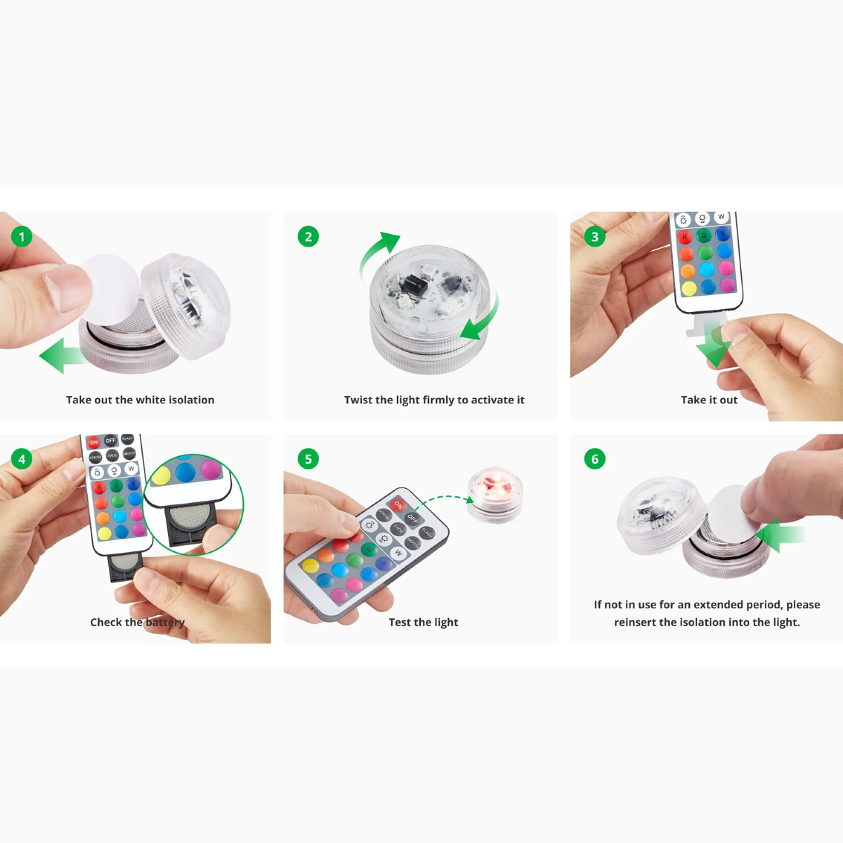 Mini Waterproof RGB LED Tea Lights with Remote Control for Bambu Lab