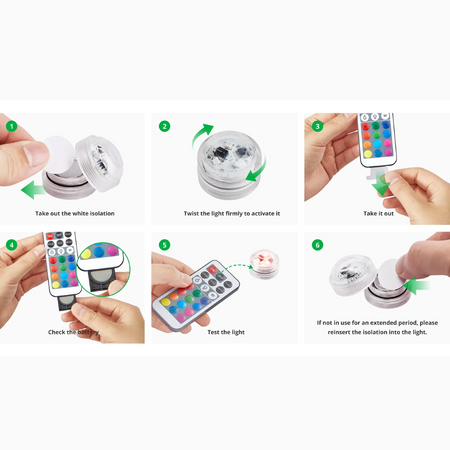 Mini Waterproof RGB LED Tea Lights with Remote Control for Bambu Lab