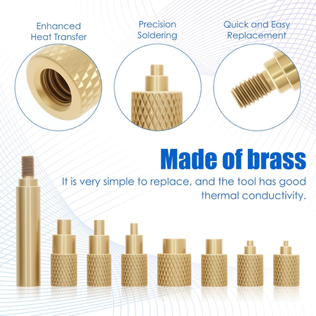 8Pcs Heat Set Insert Tip Brass Soldering Iron Tip Good Thermal Conductivity Thermal Insertion Head
