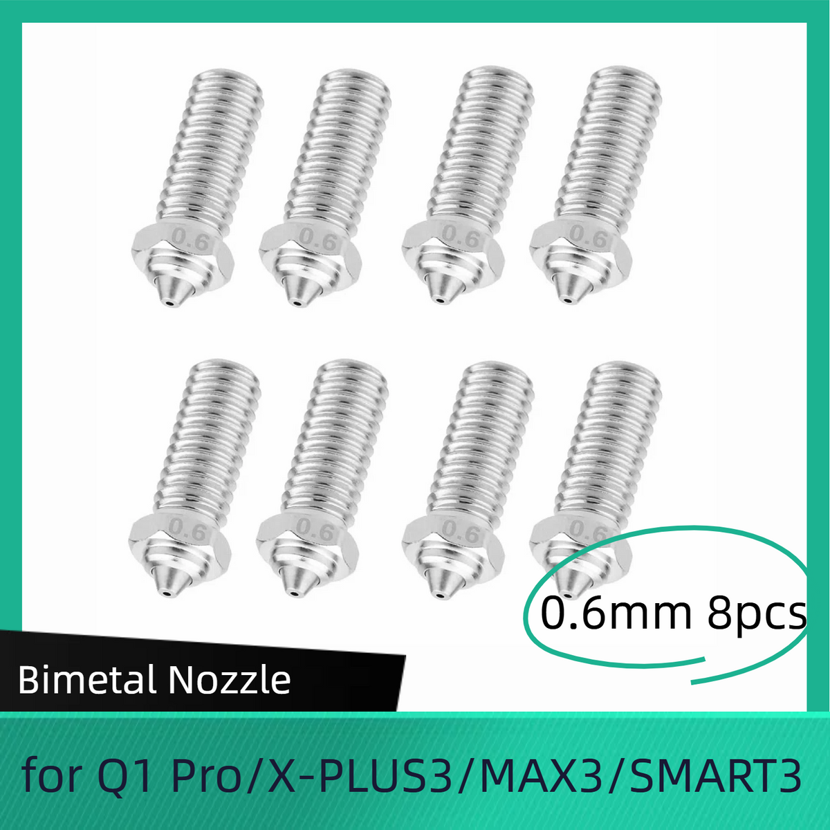  for QIDI-X-Max 8pcs 0.6mm Bimetal Nozzle 