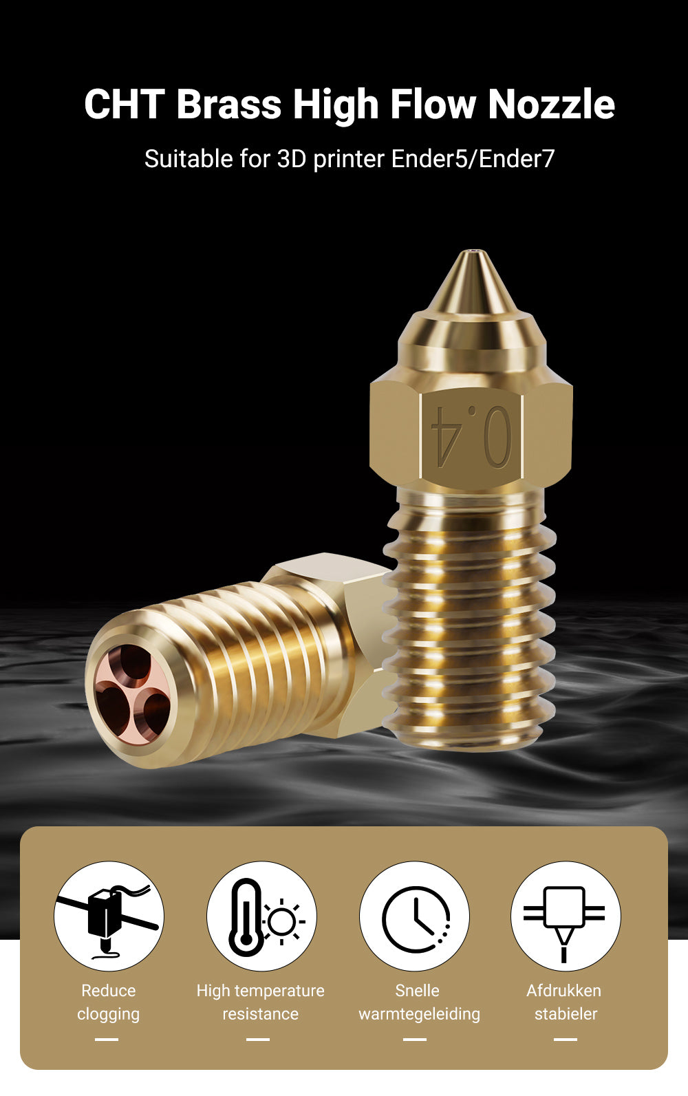 CHT High Flow Brass Nozzle For Ender 5/7