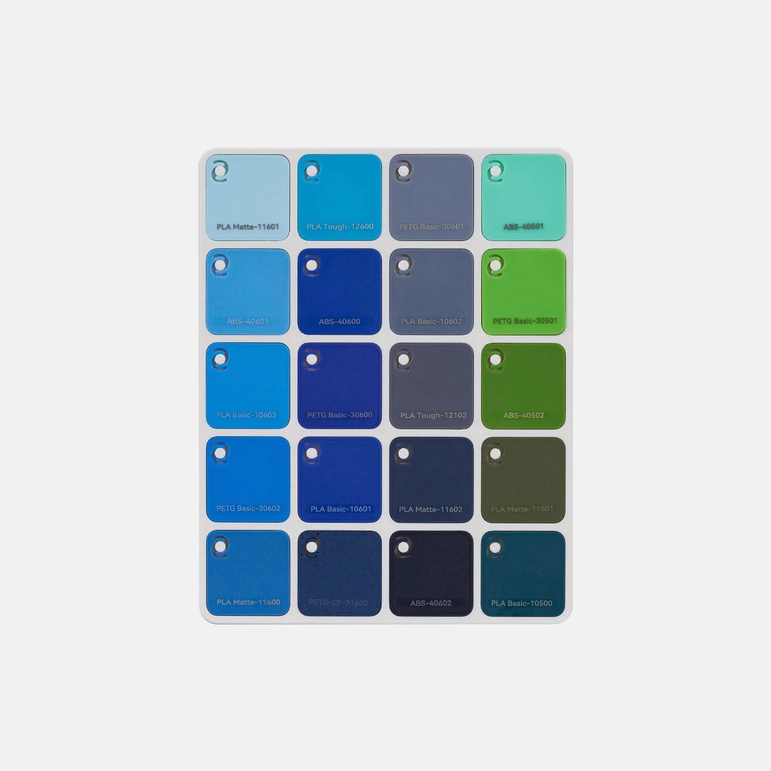 Bambu Lab Filaments Swatches Color Card