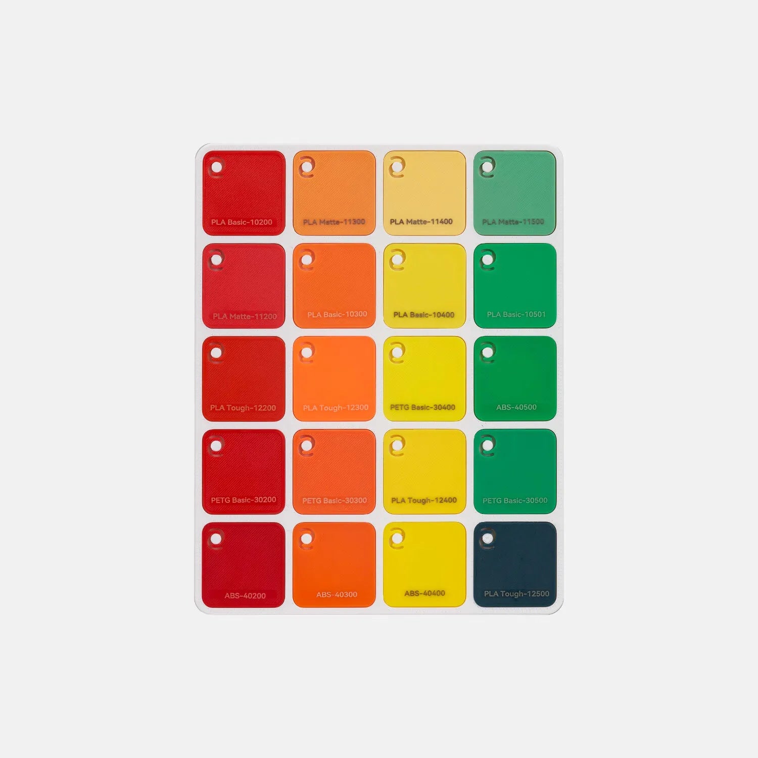 Bambu Lab Filaments Swatches Color Card