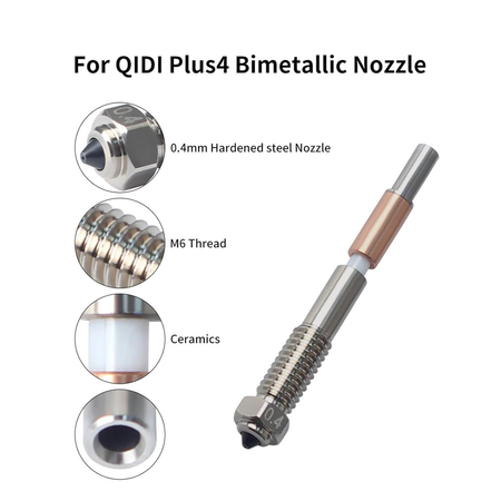 Bimetallic Quick-Swap 0.4mm/0.6mm  Nozzle for QIDI Plus 4