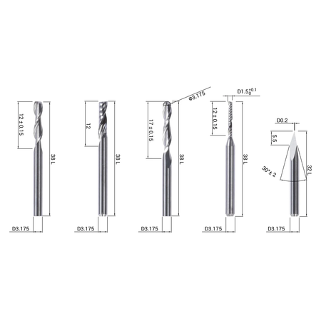 CNC Bits for Snapmaker (5 Bits)