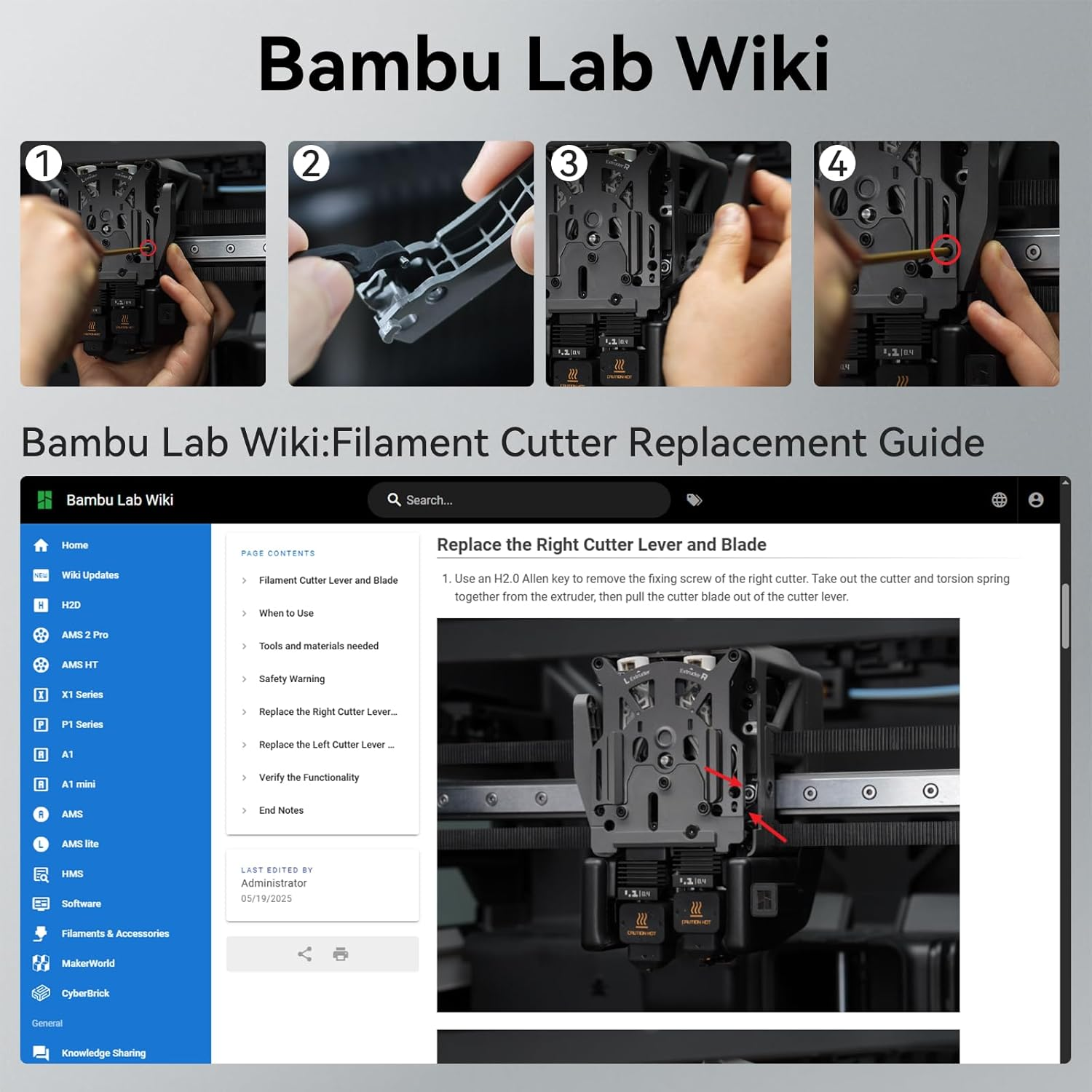 Replacement Filament Cutter - H2D / H2C for Bambu Lab
