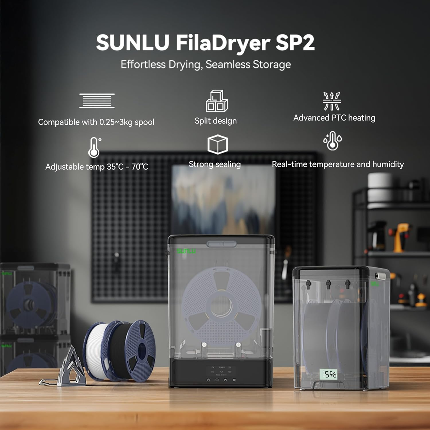 SUNLU Filament Dryer SP2 and Filament Storage Box