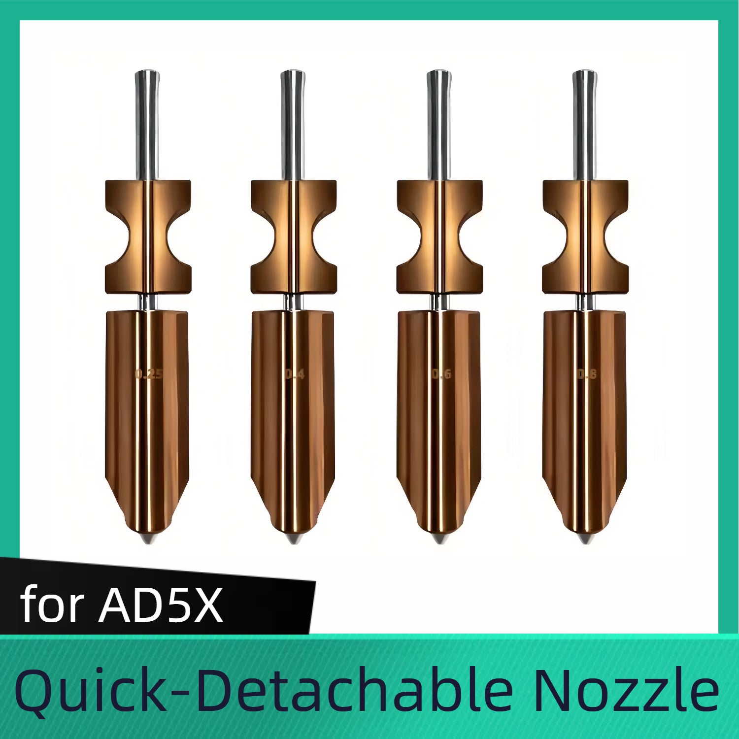 Flashforge AD5X 0.25mm 0.4mm 0.6mm 0.8mm Hardened Nozzle Assembly