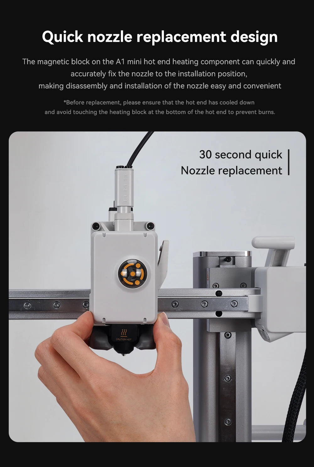 Bambu Lab A1 Mini Hotend with Hardened Steel Nozzle