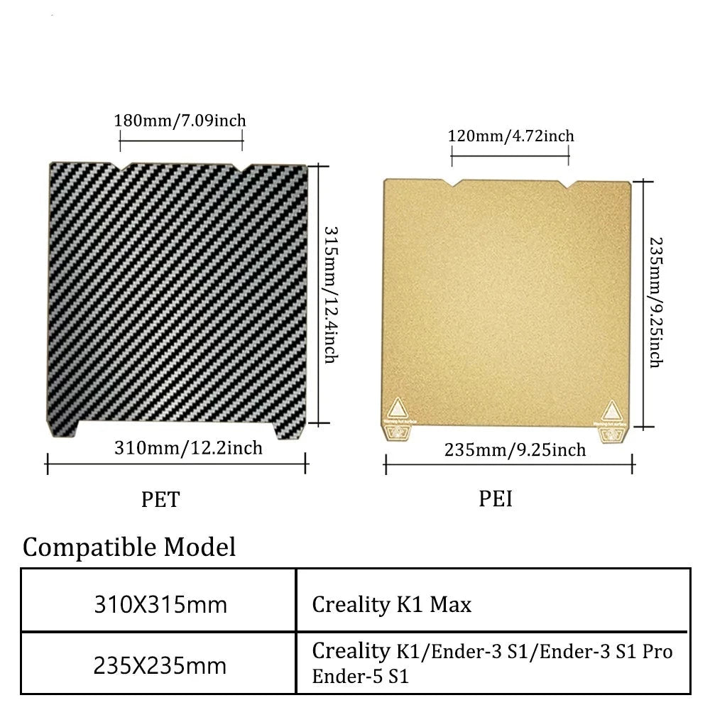 H1H PEO PEY PEI Build Plate Sheet For Creality K1 / K1 Max / Ender 5 S1 / Ender 3 S1