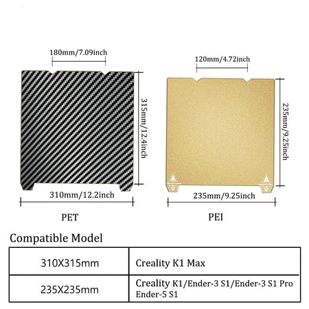 H1H PEO PEY PEI Build Plate Sheet For Creality K1 / K1 Max / Ender 5 S1 / Ender 3 S1