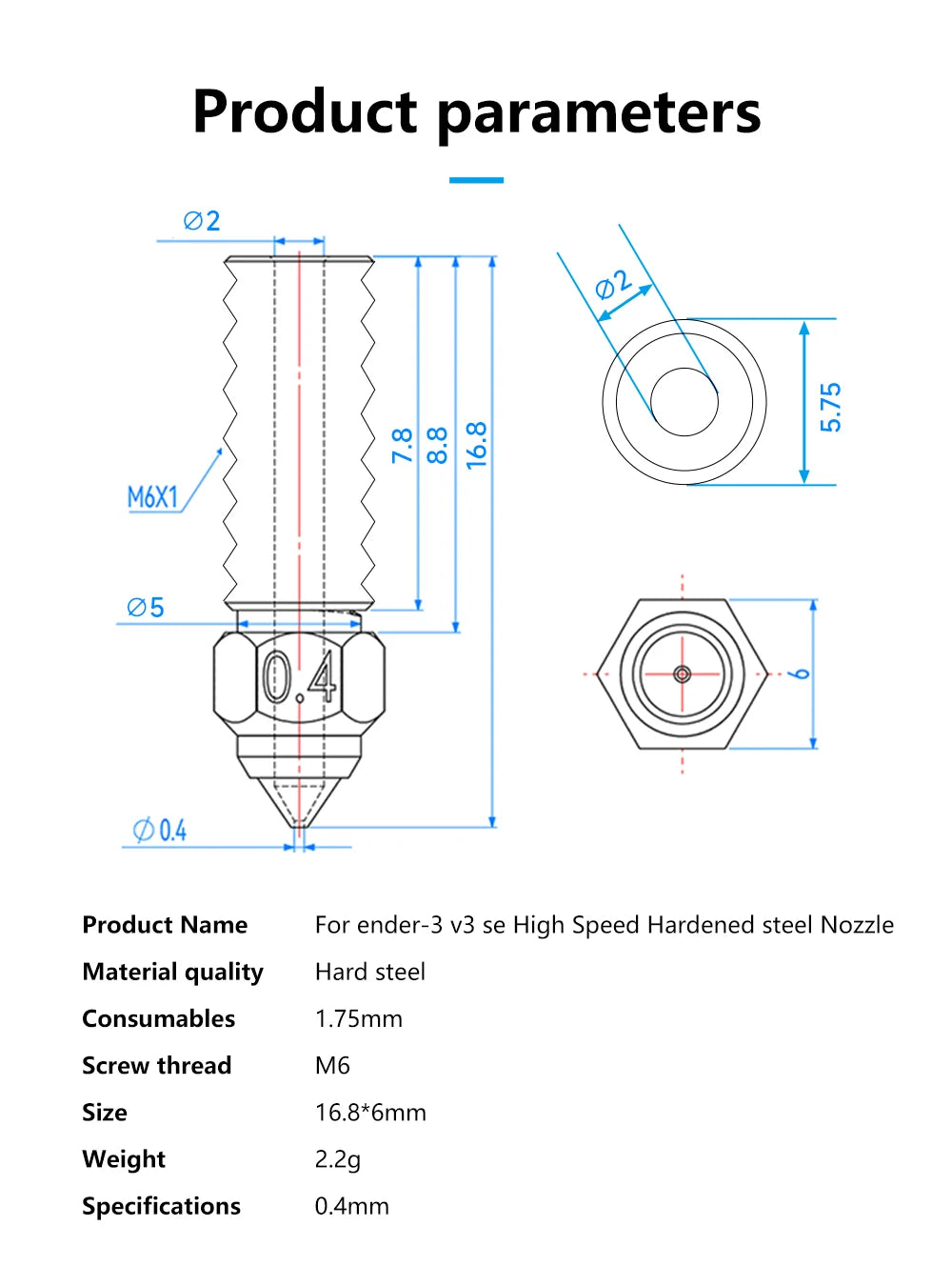 Ender 3 V3 SE CHT High Flow Nozzle