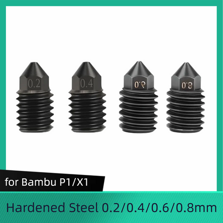 for Bambu P1/X1
Hardened Steel 0.2/0.4/0.6/0.8mm