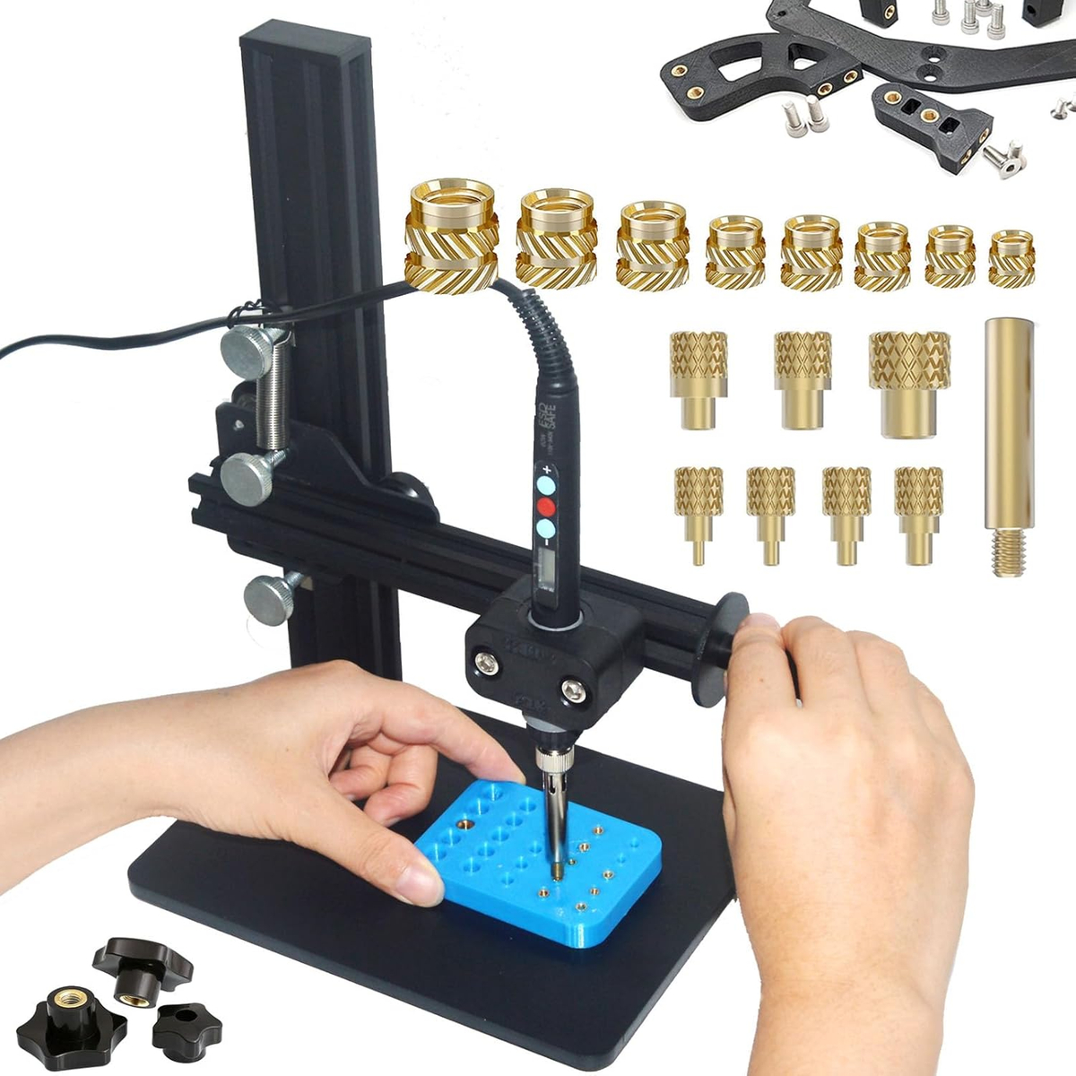 Heat Set Insert Tool with 370PCS Threaded Knurled Nut Inserts Brass