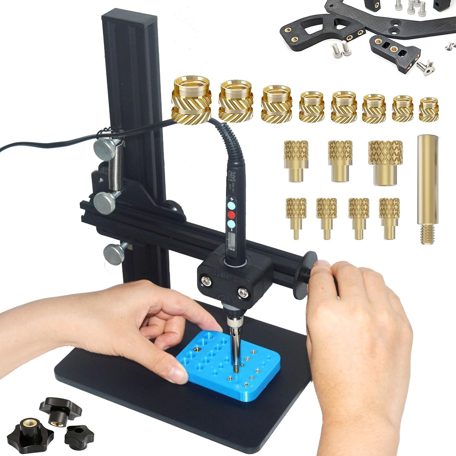 Heat Set Insert Tool with 370PCS Threaded Knurled Nut Inserts Brass