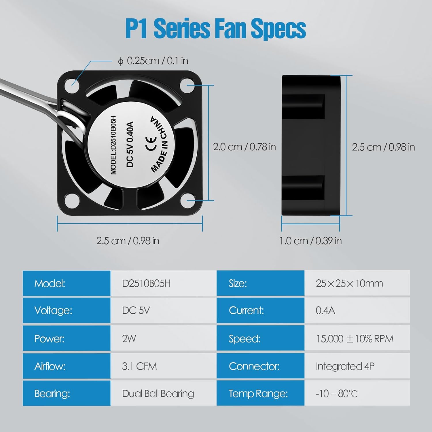  Hotend Cooling Fan P1P/P1S for Bambu lab