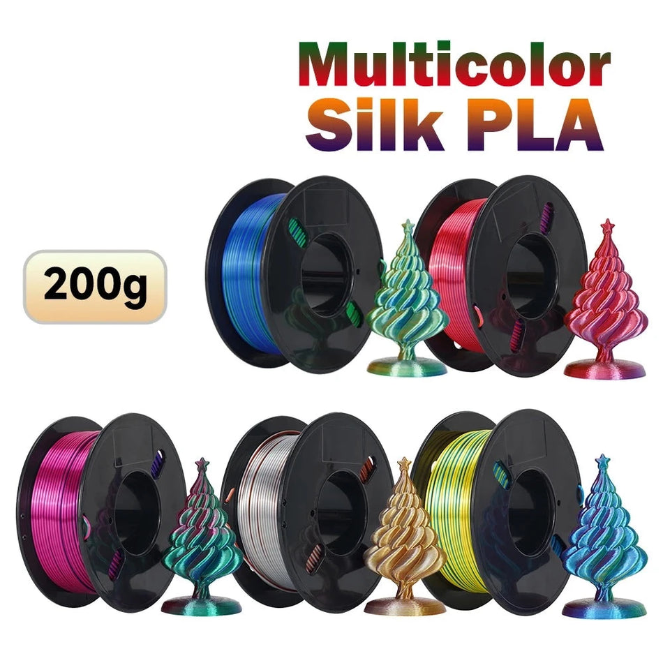 Filamento PLA de seda multicolor 200 g/rollo 