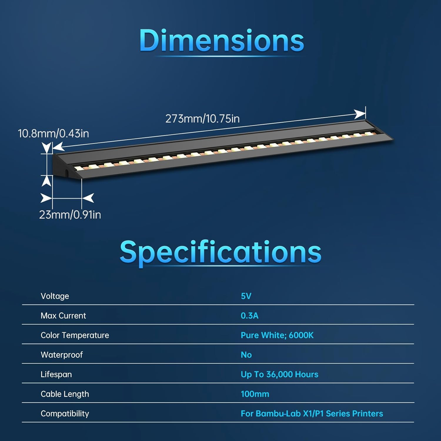 for Bambu-Lab P1S P1P X1C  X1E 3D Printers Led light Strip Upgrade Kit 