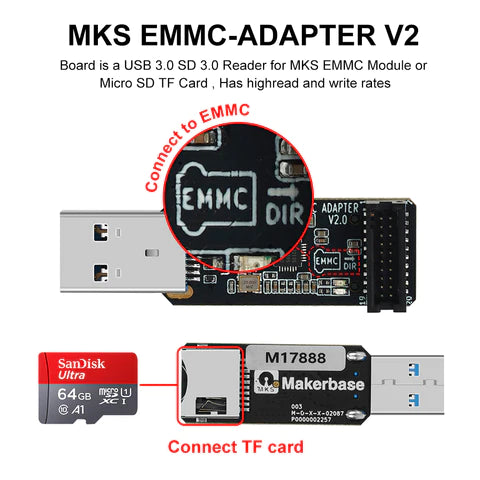 MKS EMMC-ADAPTER V2 for Kingroon KP3S Pro V2 and KLP1