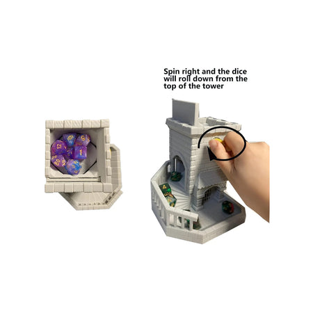 Mechanical Dice Tower with Dice Storage  DND 3D Printed Hollow Castle