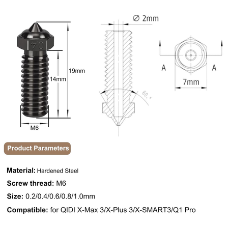 For QIDI Q1 Pro / X PLUS 3 / MAX 3 / SMART 3 Nozzle