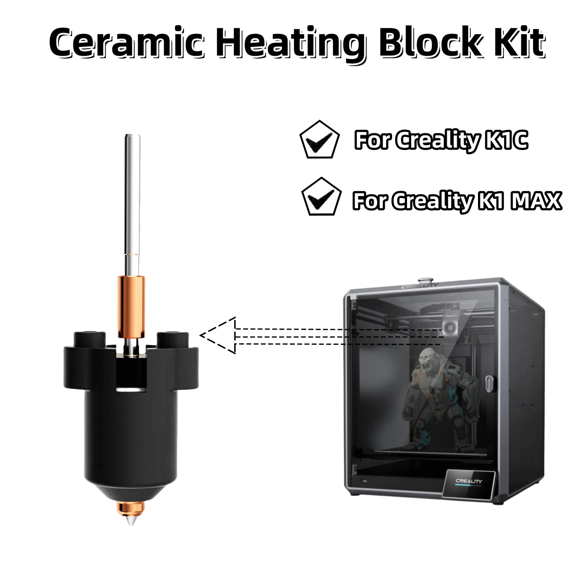 Produktbild von CREALITY K1 Keramik-Heizblock Kit – 300°C, 32 Mm³/s Durchfluss, Für K1, K1 Max & K1C 3D-Drucker