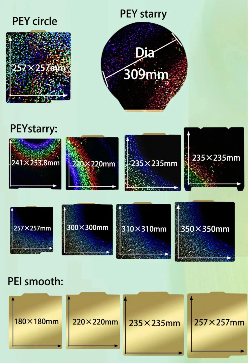 Bambu Lab X1 X1C P1P PEY PET PEI PEO Build Plate