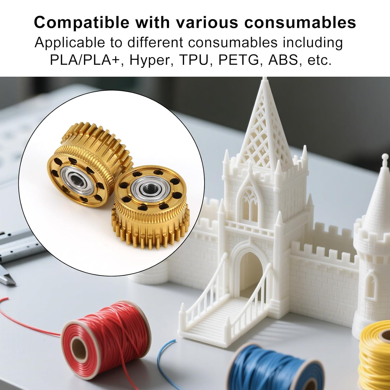 Kit Ingranaggi Estrusore In Metallo DLC Per Creality K2 Plus/Hi Combo - 2 Pezzi Neri Leggeri Resistenti - 4