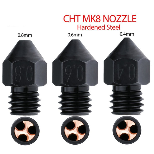 Boquilla CHT MK8 Boquillas de acero endurecido con filamento de alto flujo de 1,75 mm