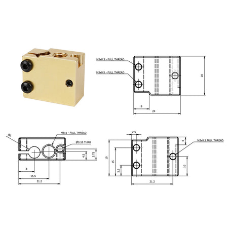 PT100 Volcano heater block