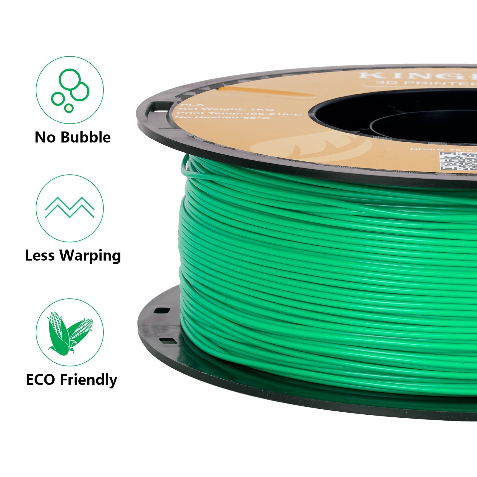 【2KG Pack】Green PLA Filamento Impresora 3D 1.75mm