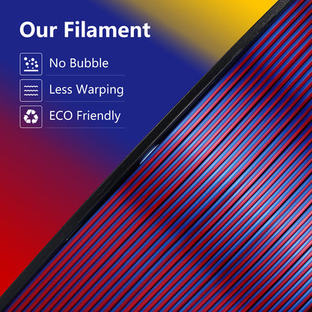 【2KG Pack】Tri-Color Silk PLA Filament - Red / Golden / Blue