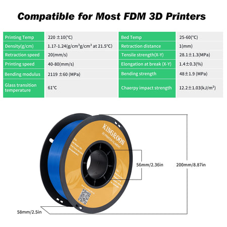 【2KG Pack】Blue PLA Filamento Impresora 3D 1.75mm