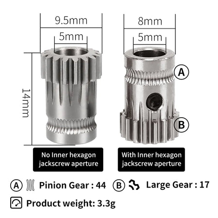 bmg extruder gears BMG Hardened Steel Gear Screw Pack – P3D