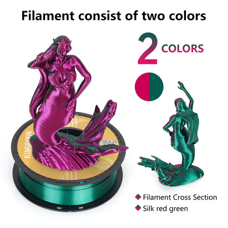 【2KG Pack】Dual Color Silk PLA Filament - Green / Red PLA Impresora 3D