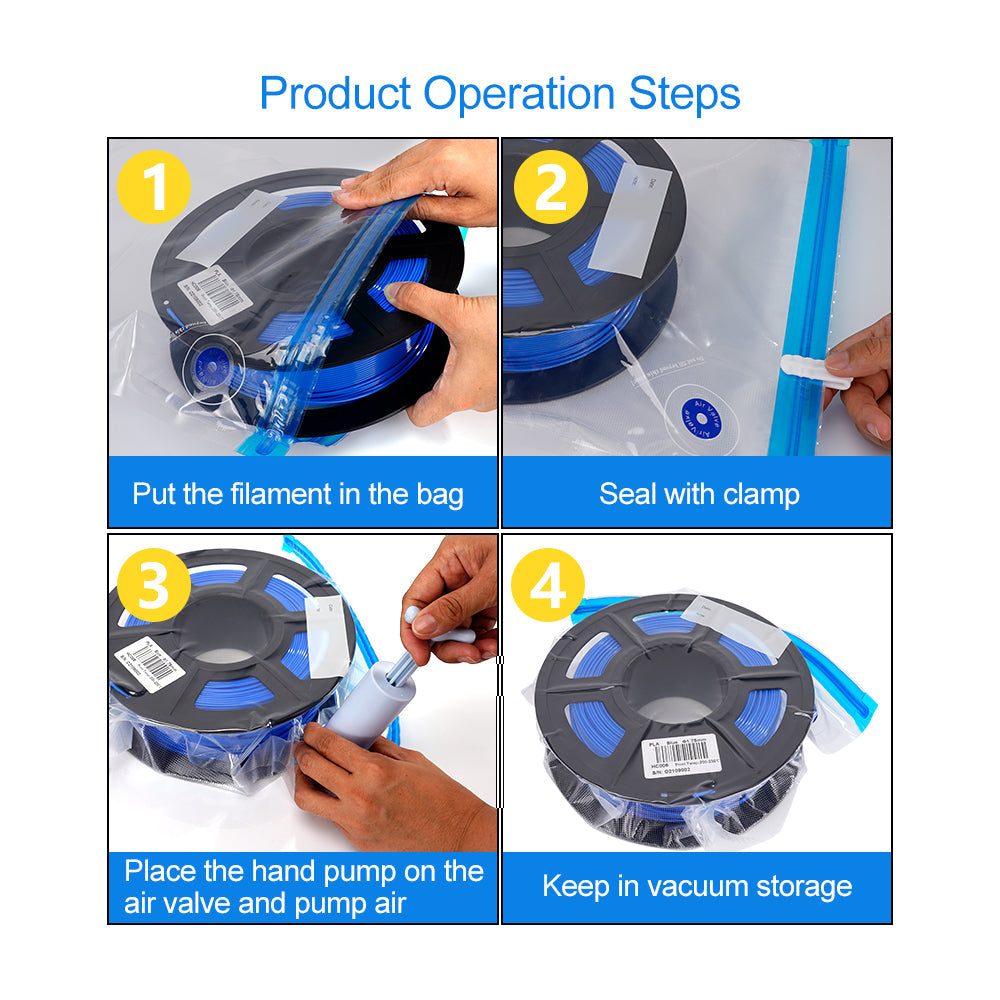 Vacuum filament storage bag with suction Pump