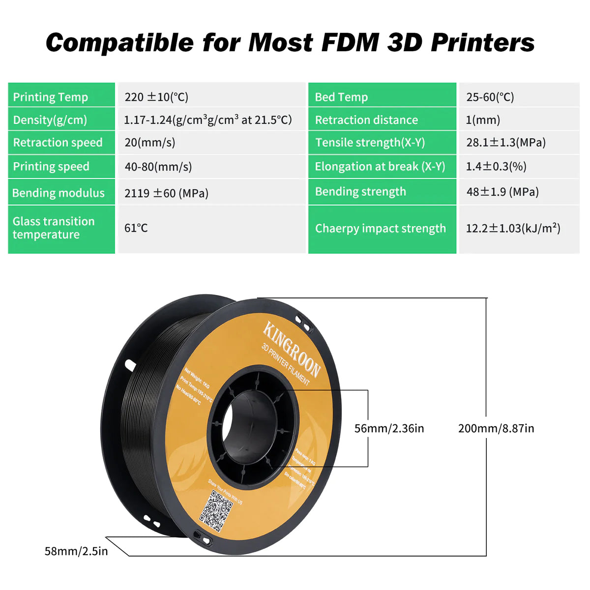 PA+CF Carbon Fiber Nylon 3D Filament, 1 KG