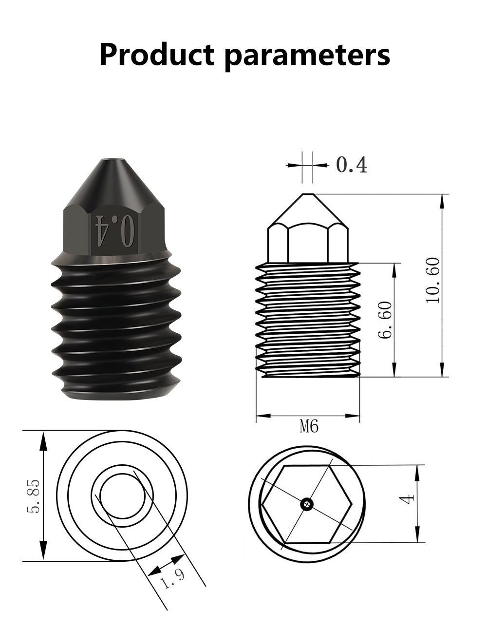 CHT Nozzles Copper Plated Brass Hardened Steel Nozzle For Bambu Lab X1 Carbon X1-Carbon P1P 3D Printer