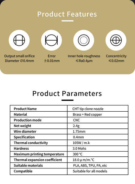 CHT Nozzles Copper Plated Brass Hardened Steel Nozzle For Bambu Lab X1 Carbon X1-Carbon P1P 3D Printer