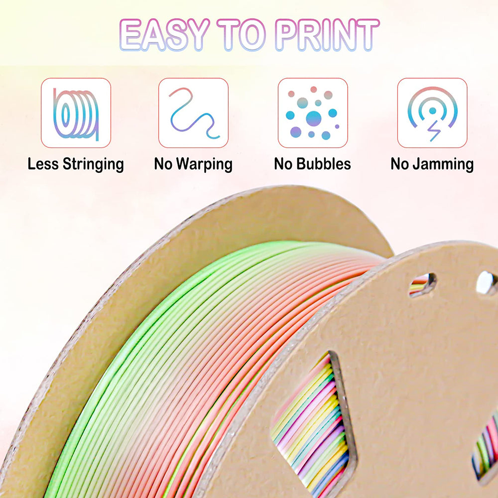 Silk Rainbow PLA Filament with Cardboard Spool