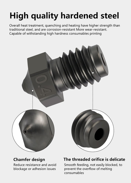 E3D V6 DLC Hardened Steel Nozzle for Kingroon KP3S Pro S1, KP3S, KP3S Pro, KP5L