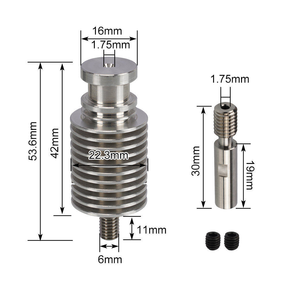 V6 Direct Drive titanium alloy Heatsink + Heatbreak for Kingroon KP3S, KP3S Pro S1, KP5L