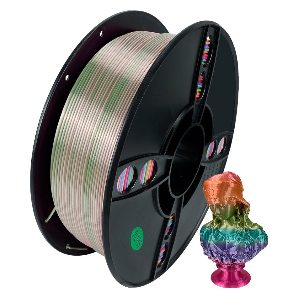 【Paquete de 2 KG】Filamento PLA Candy Silk Rainbow para impresión 3D
